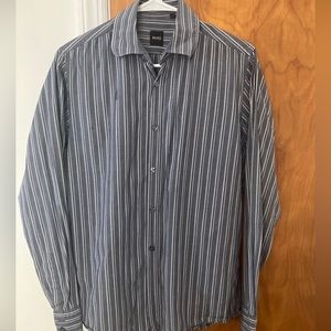 Hugo Boss Grey Stripe Dress Shirt Striped EUC